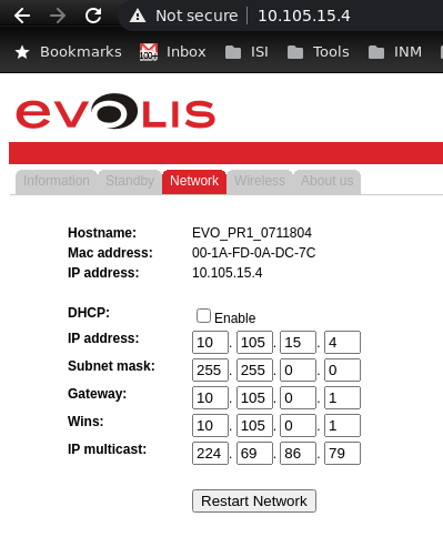 Configuration network Imprimante