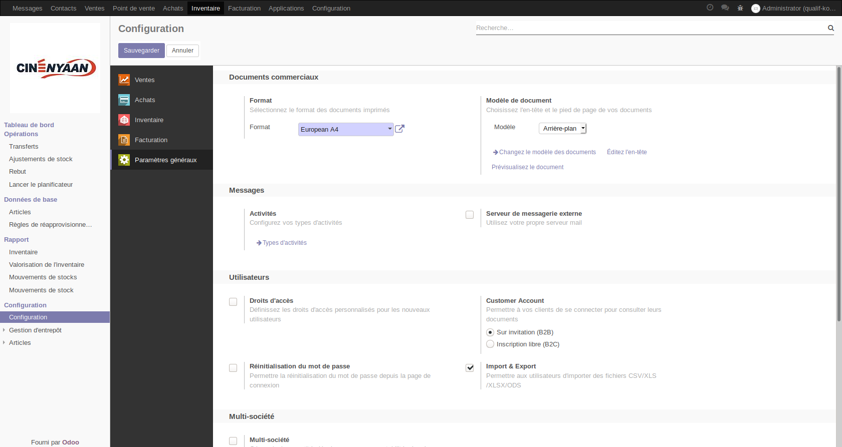 Configuration d’un template