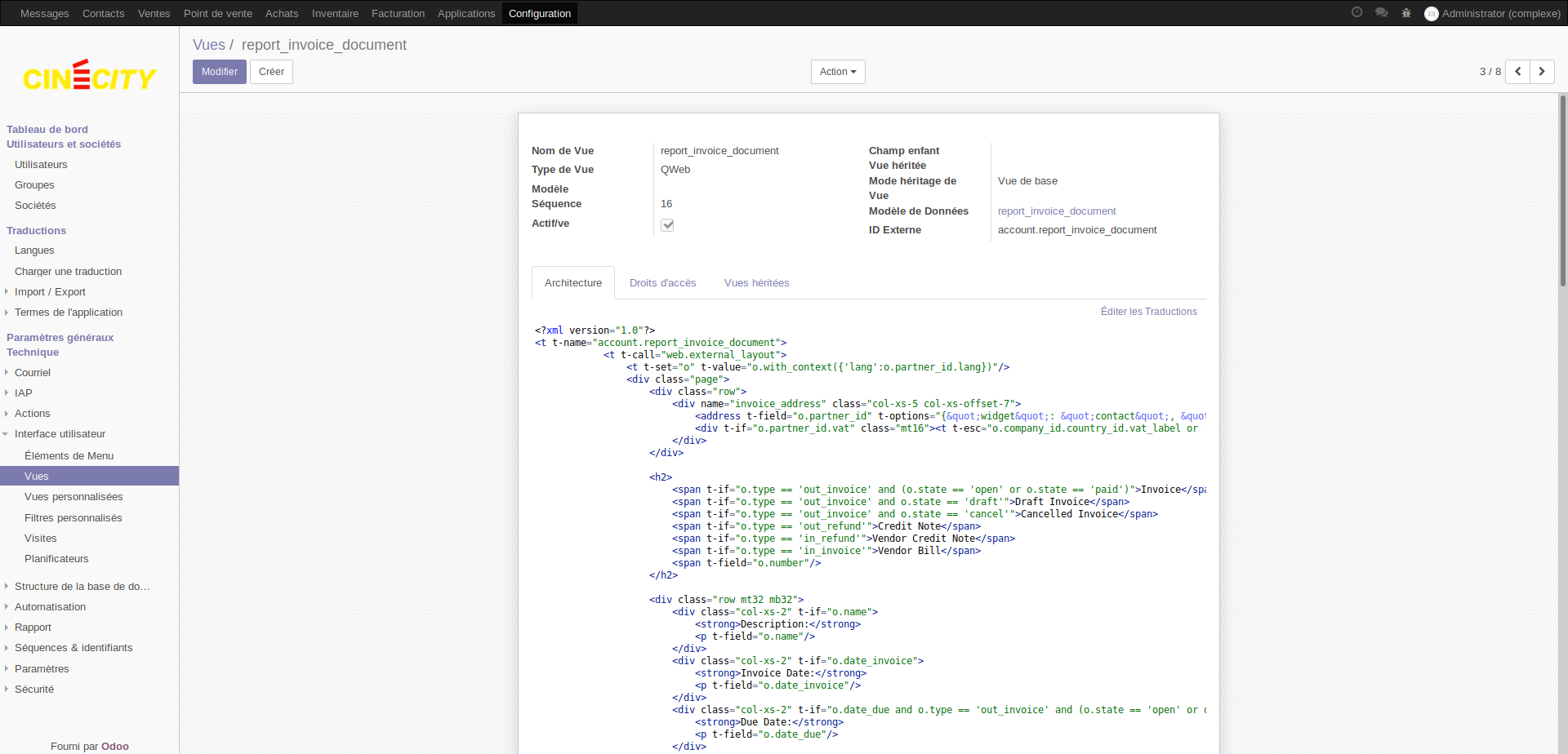 Modification d’une vue