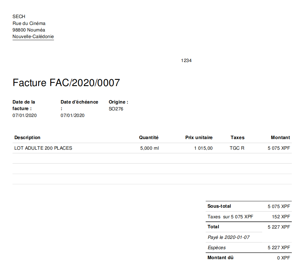 Facture sans template